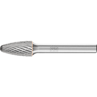 Tungsten carbide burrs for high performance, TOUGH-S, tree shape with radius end RBF