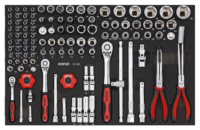 Bit socket set 1/4'', 3/8'' & 1/2'', SFS 111-pcs