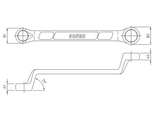 75° Offset ring wrench 14x15