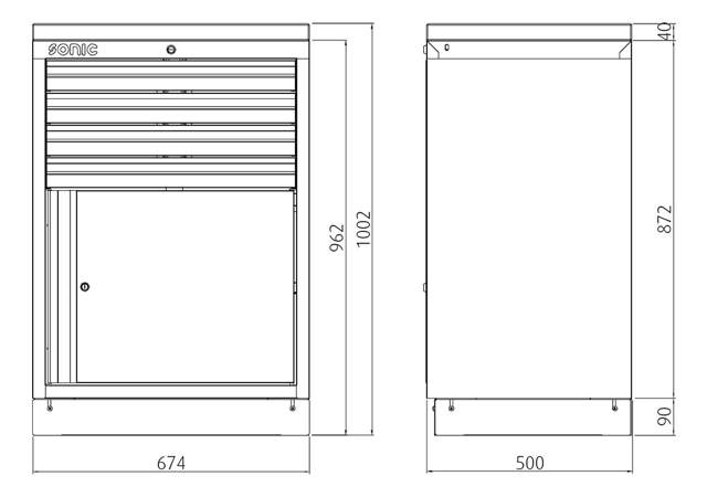 MSS 674mm cabinet with door without worktop
