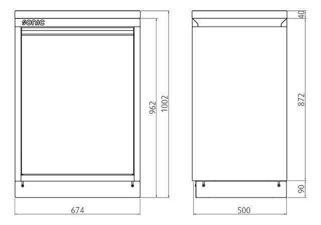MSS 674mm cabinet with recycle bin without worktop
