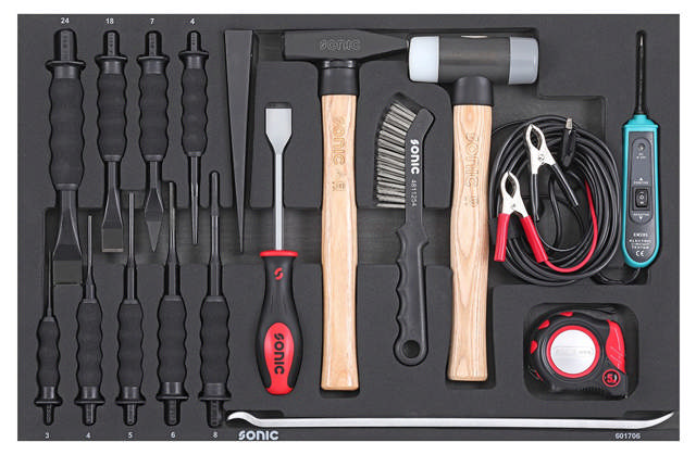 Chisel & hammer set SFS, 17-pcs