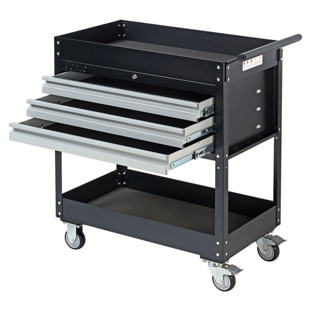 Service cart 3 drawers black