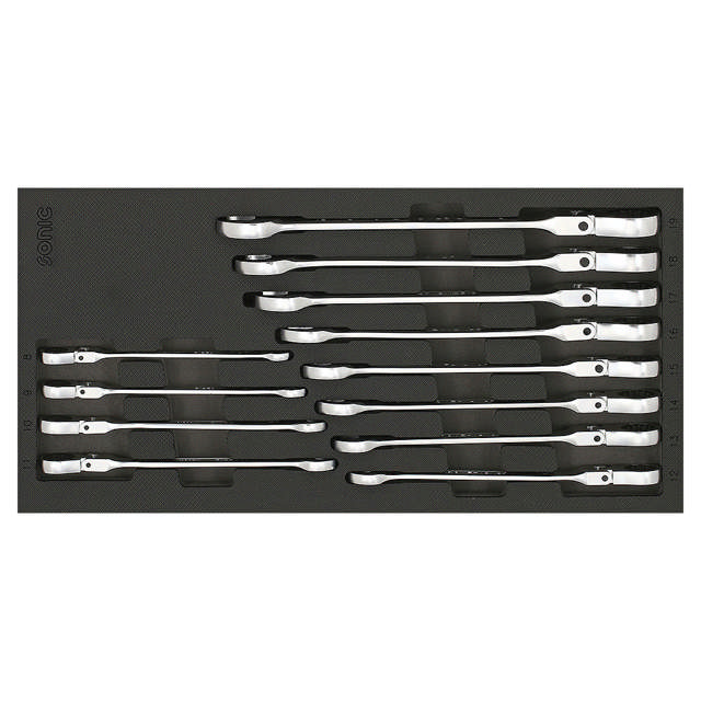 12pt. Flexible ratcheting wrench set SFS 1/3, 12-pcs