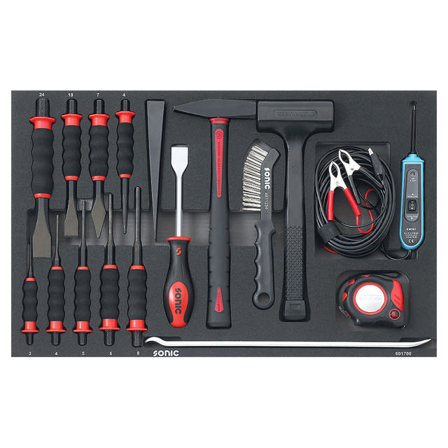 Chisel & hammer set SFS, 17-pcs