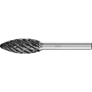 Tungsten carbide burrs for high performance, STEEL HC-FEP, flame-shaped B