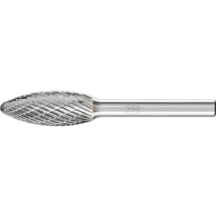 Tungsten carbide burrs for high performance, TOUGH, flame-shaped B
