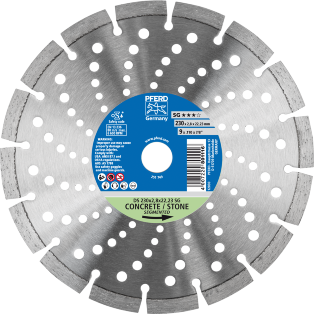 Diamond cut-off wheels for the construction industry, segmented type SG