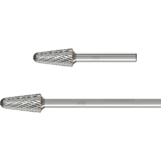 Tungsten carbide burrs for high performance, TOUGH, conical shape with radius end KEL