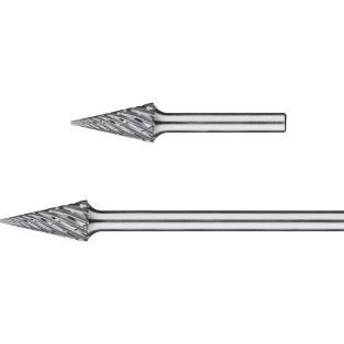 Tungsten carbide burrs for high performance, STEEL, conical pointed shape SKM
