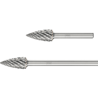 Tungsten carbide burrs for high performance, STEEL, pointed tree shape SPG