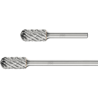 Tungsten carbide burrs for high performance, STEEL, cylindrical shape with radius end WRC