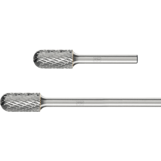 Tungsten carbide burrs for high performance, TOUGH, cylindrical shape with radius end WRC