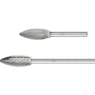 Tungsten carbide burrs for general use, cut 5, flame-shaped B