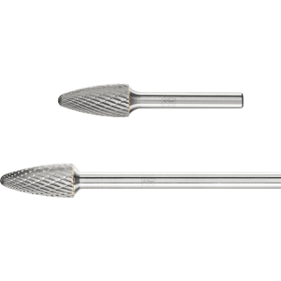 Tungsten carbide burrs for general use, cut 3 PLUS, tree shape with radius end RBF