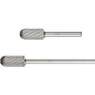 Tungsten carbide burrs for general use, cut 3 PLUS, cylindrical shape with radius end WRC