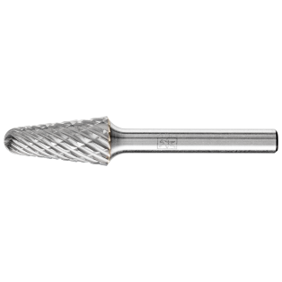 Tungsten carbide burrs for high performance, ALLROUND, conical shape with radius end KEL