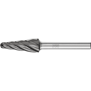 Tungsten carbide burrs for high performance, ALU HC-NFE, conical shape with radius end KEL