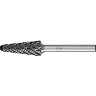 Tungsten carbide burrs for high performance, STEEL HC-FEP, conical shape with radius end KEL