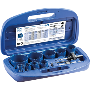 HSS hole saw set for electricians (German standard sizes)
