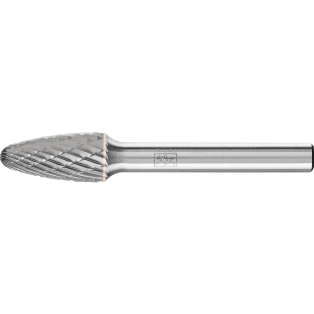 Tungsten carbide burrs for general use, cut 4, tree shape with radius end RBF