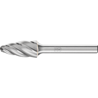 Tungsten carbide burrs for high performance, ALU, tree shape with radius end RBF