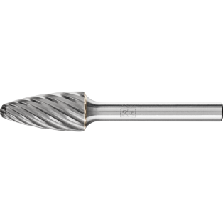 Tungsten carbide burrs for high performance, INOX HC-FEP, tree shape with radius end RBF
