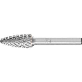 Tungsten carbide burrs for high performance, TITANIUM, tree shape with radius end RBF