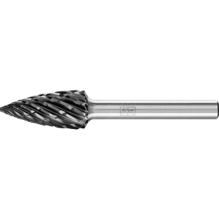 Tungsten carbide burrs for high performance, STEEL HC-FEP, pointed tree shape SPG