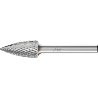 Tungsten carbide burrs for high performance, TOUGH-S, pointed tree shape SPG