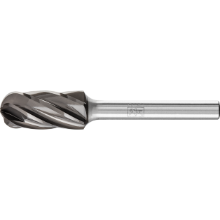 Tungsten carbide burrs for high performance, ALU HC-NFE, cylindrical shape with radius end WRC