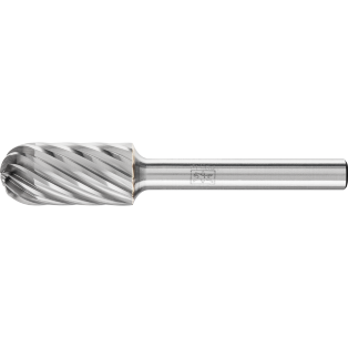 Tungsten carbide burrs for high performance, INOX, cylindrical shape with radius end WRC