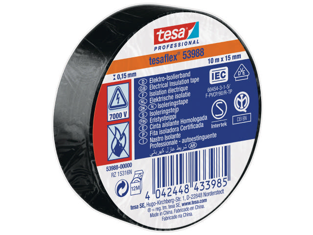 Tesa isolerbånd sort 15mmx10mtr. 53988