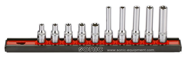 TX-E socket set 1/4'', TX on rail 10-pcs