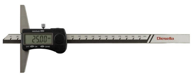 Diesella digital dybdemål 0-200mm. 0,01mm aflæsning