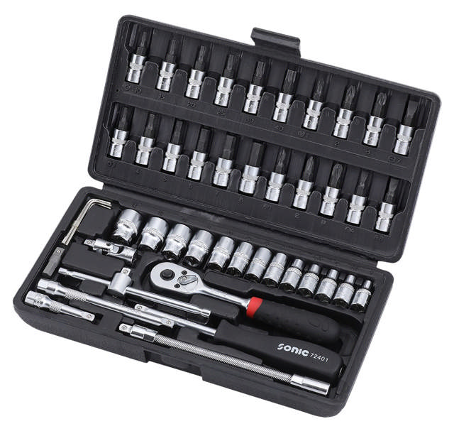 Flank socket set 1/4'', 6 pt. 46-pcs