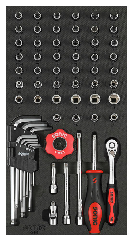 Flank socket set 1/4'', 6 pt. SFS 1/3 61-pcs