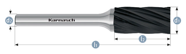 Karnasch HM Rotorfræser Blacktec Form A Ø16x25 HP7 ALU 6mm Skaft