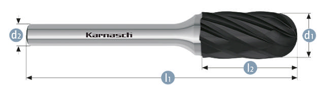 Karnasch HM Rotorfræser Blacktec Form C Ø16x25 HP7 ALU 6mm skaft Restsalg