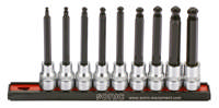 Bit socket hex ball set 3/8'', on rail 9-pcs
