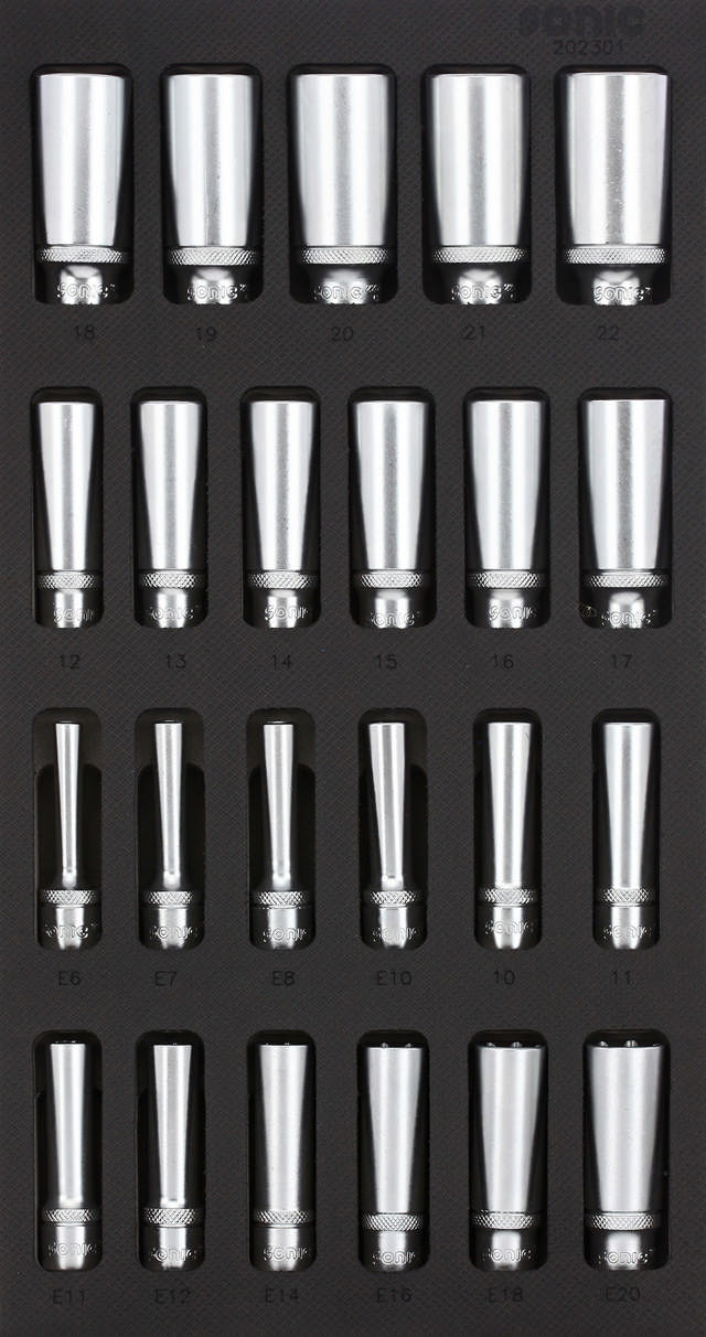 Deep socket set 3/8'', SFS 1/3 23-pcs