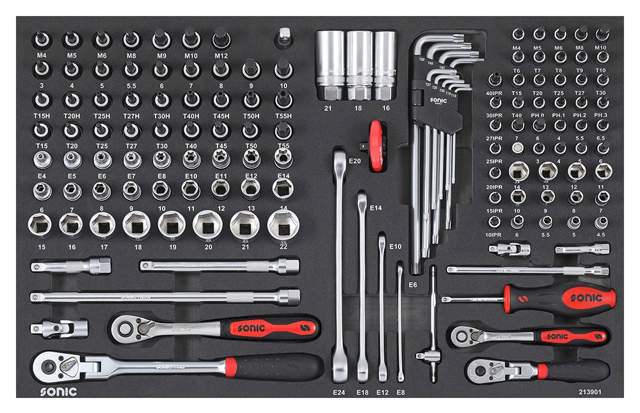 Socket combinaton set 1/4'' & 3/8'', SFS 139-pcs