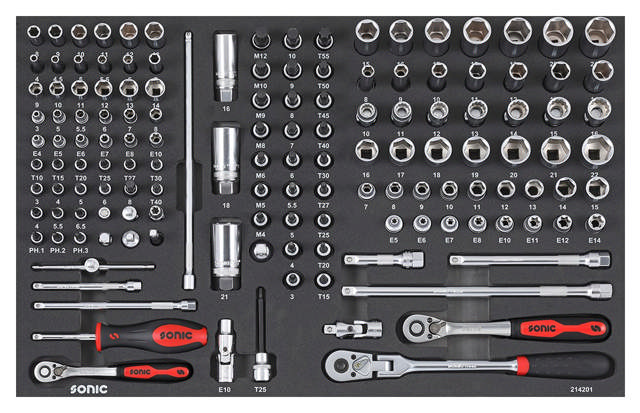 Socket combinaton set 1/4'' & 3/8'', SFS 142-pcs