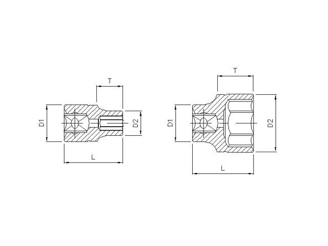 Flank socket 1/4'', 6 pt.   6mm