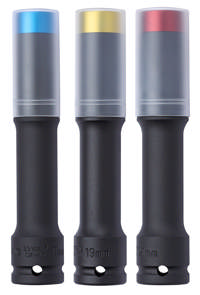 Wheel socket set 1/2'' 6pt. with ring 150mml, 3-pcs