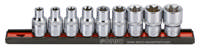 Socket 1/2'', TX-E set on rail 9-pcs