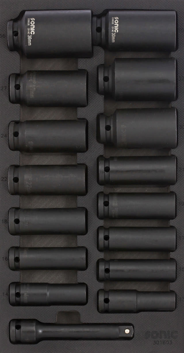 Impact deep socket set 1/2'', SFS 1/3 16-pcs
