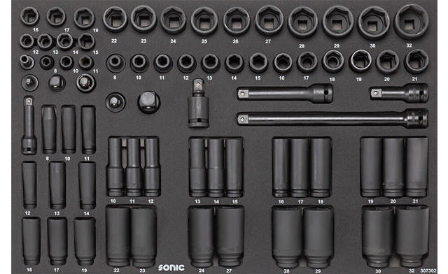 Impact socket set 3/8'' & 1/2'', SFS 74-pcs