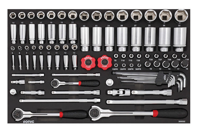 Socket set 1/4'' 3/8'' 12'', metric SFS 93-pcs