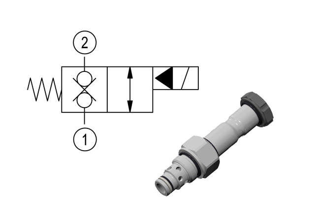 Cartridge valve 2/2 NC poppet, 350bar, double lock